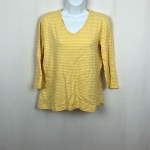 Jones NY cotton knit striped 3/4 sleeve T-shirt M